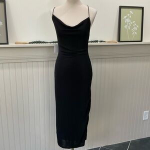 Petal & Pup Black Slip Dress NWT Size 10 Cowl Neck Strappy Back Midi